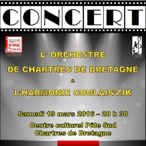 Concert de l'orchestre de Chartres de Bretagne et l'harmonie Coglais'Zik